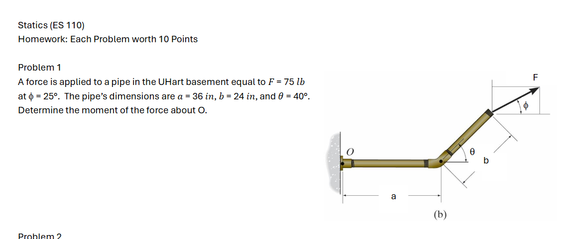 Statics ( ES 1 1 0 ) Homework: Each Problem worth