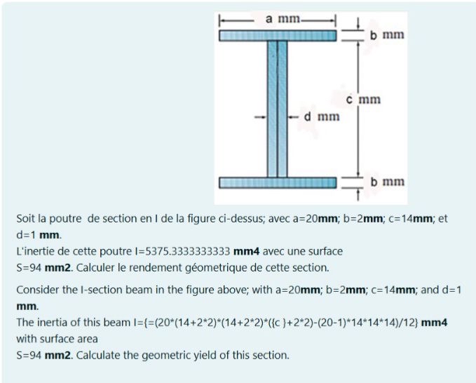 Soit la poutre de section en I de la figure ci -