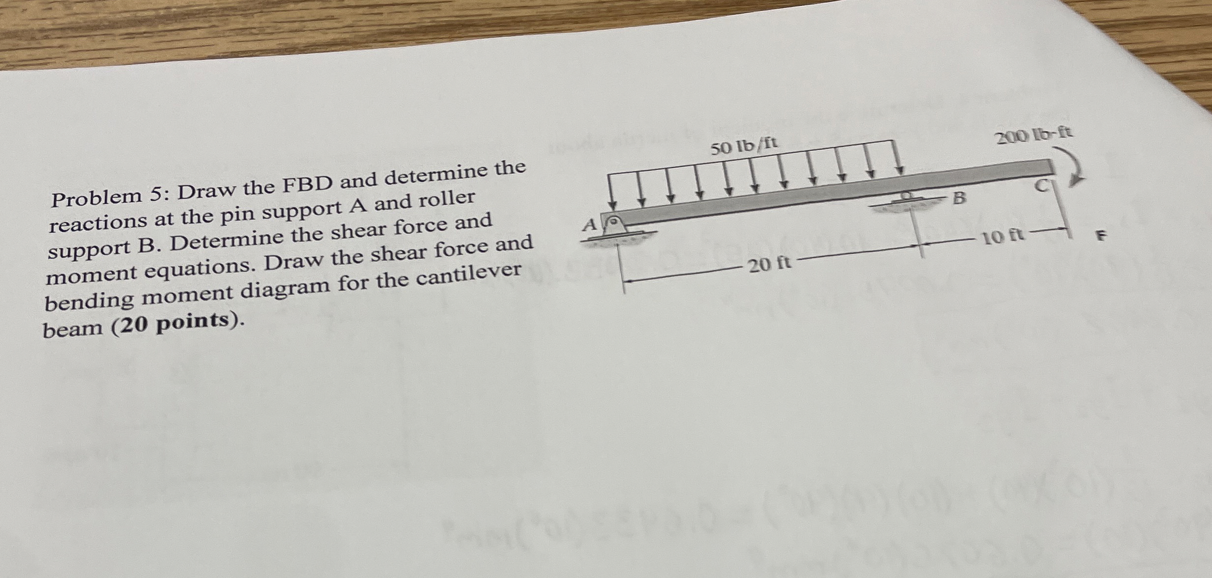 Problem 5 : Draw the FBD and determine the