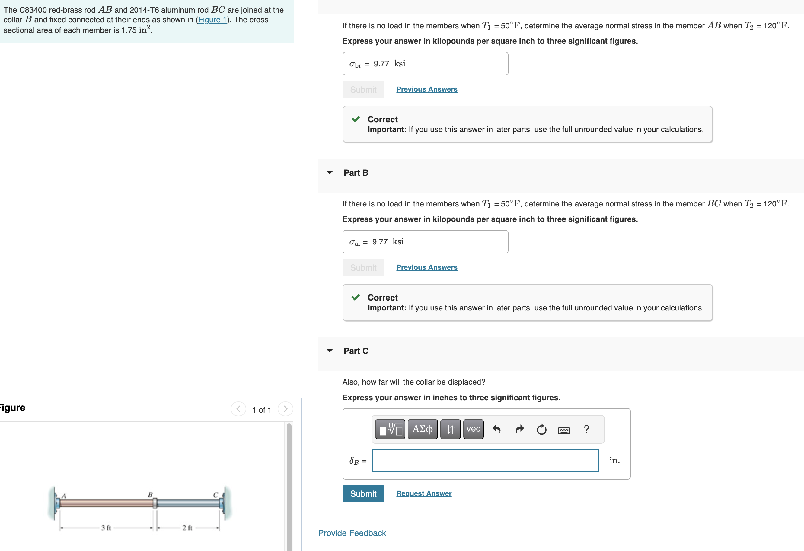 The C 8 3 4 0 0 red - brass rod \ ( A B \ ) and 2