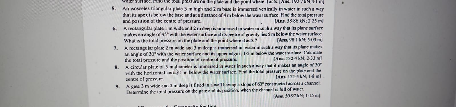 5 . An isosceles triangular plate 3 m high and 2