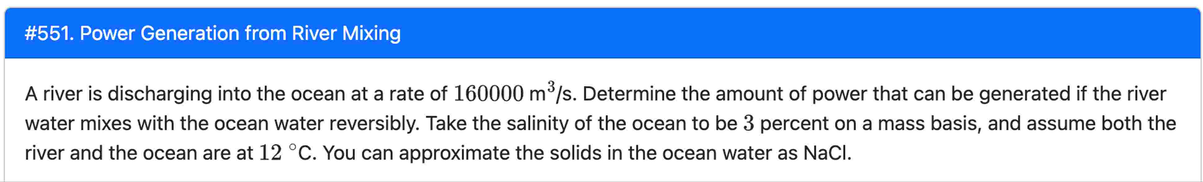 HW 1 2 . A river is discharging into the ocean at