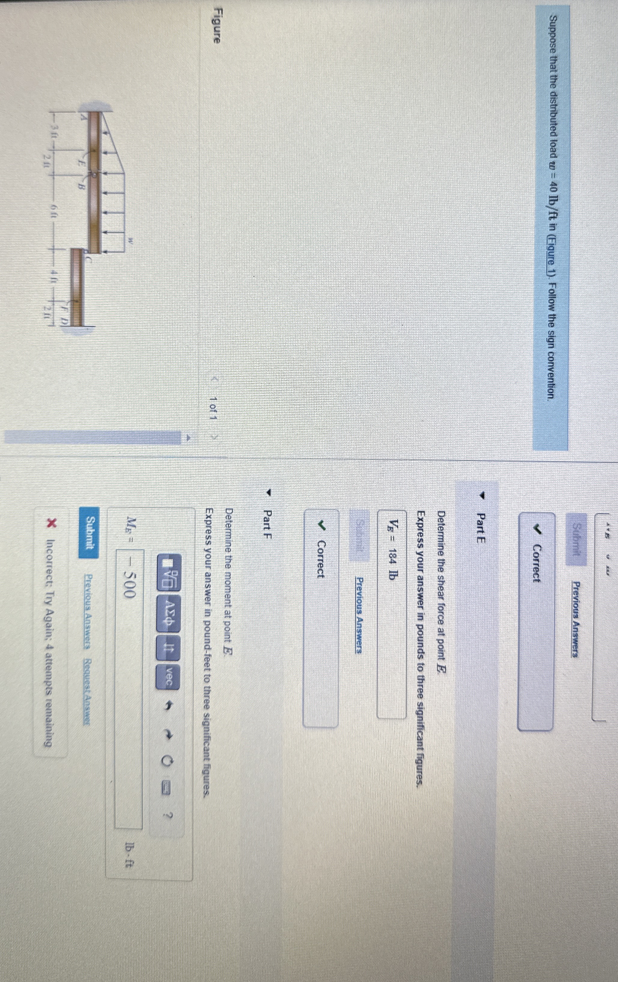 Submit Previous Answers Suppose that the