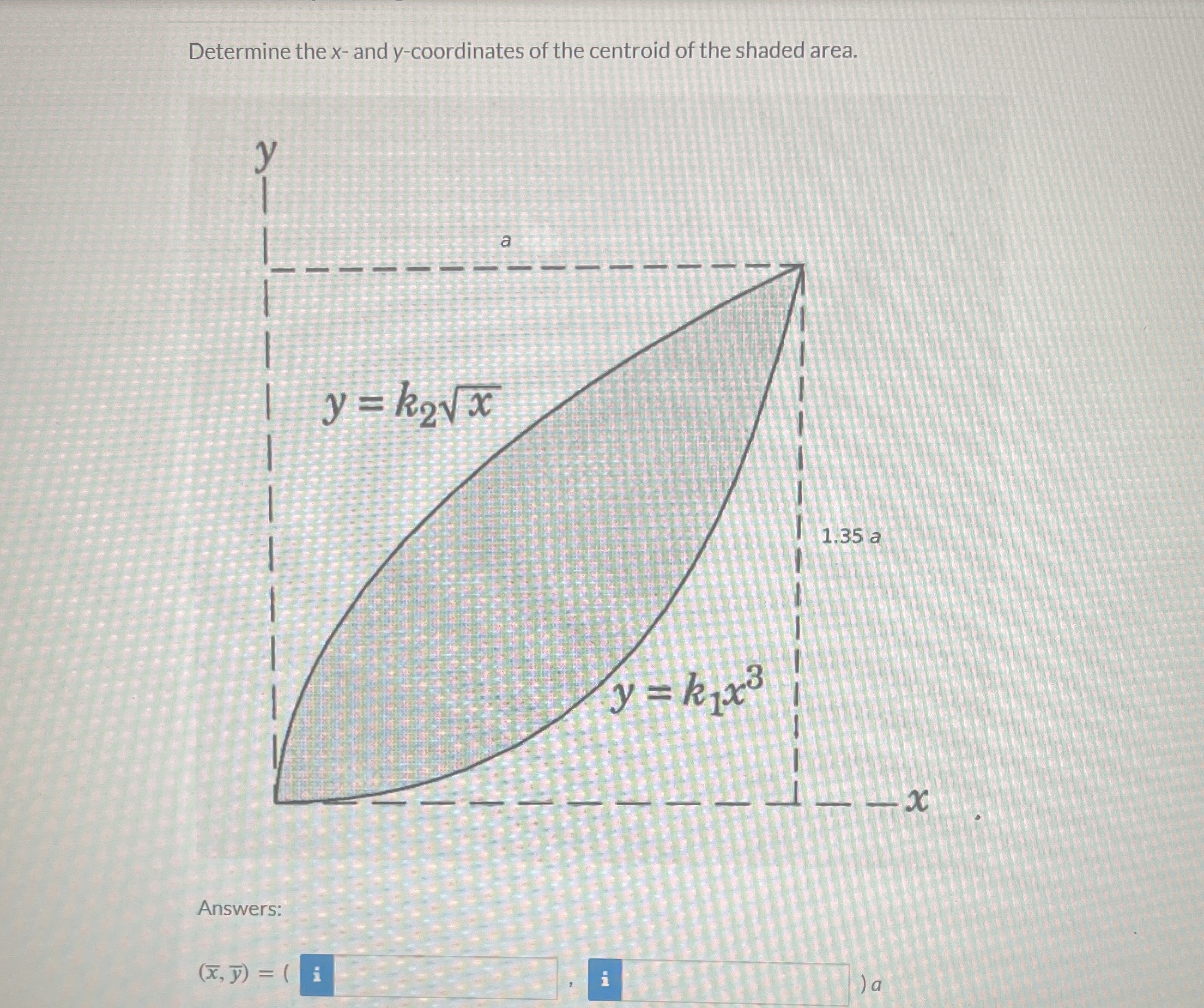 Determine thex and y coordinales of the centroid