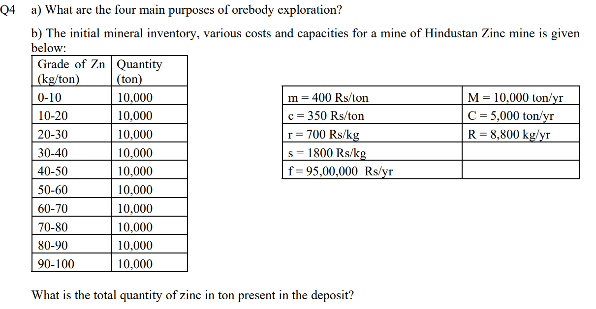 Q 4 a ) What are the four main purposes of