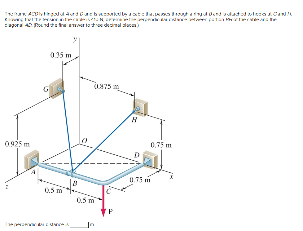 The frame ACD is hinged at A and D and is
