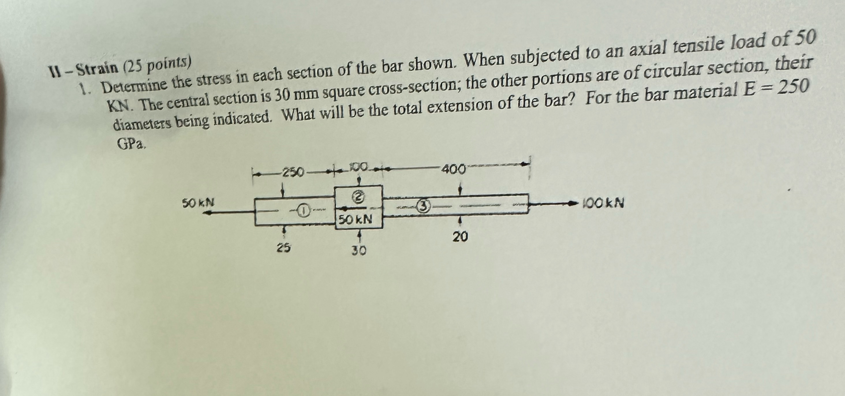 II - Strain ( 2 5 points ) Determine the stress