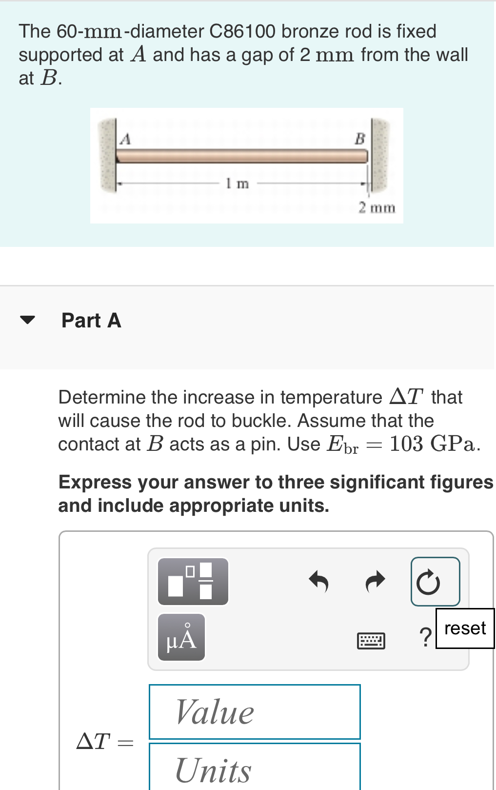 The 6 0 - mm - diameter C 8 6 1 0 0 bronze rod is