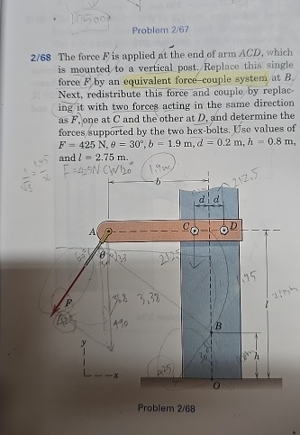 2 / 6 8 The force F is applied at the end of