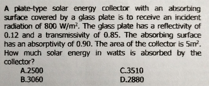 A plate - type solar energy collector with an