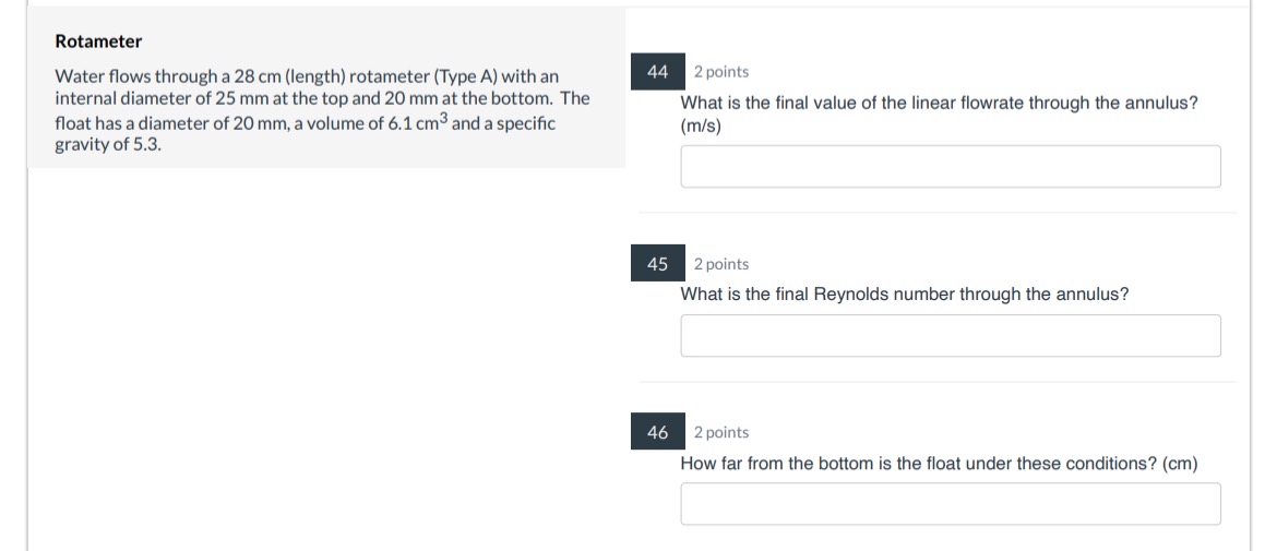 Rotameter Water flows through a 2 8 cm ( length )