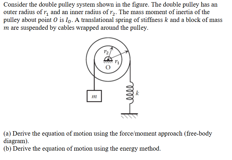 Consider the double pulley system shown in the