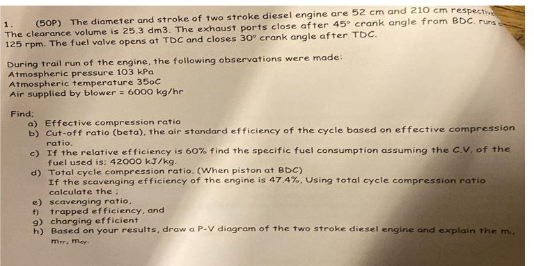 The diameter and stroke of two stroke diesel