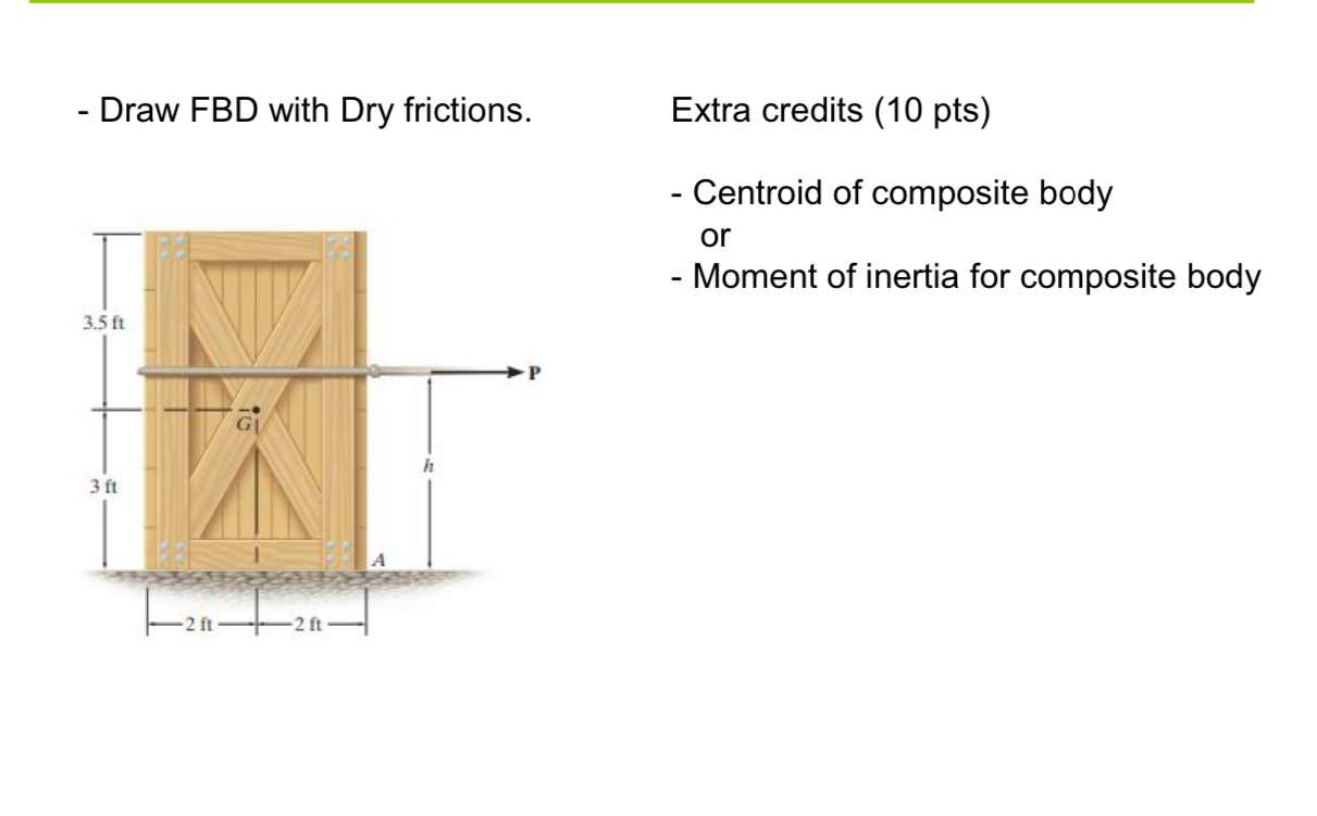 Draw FBD with Dry frictions. Extra credits ( 1 0