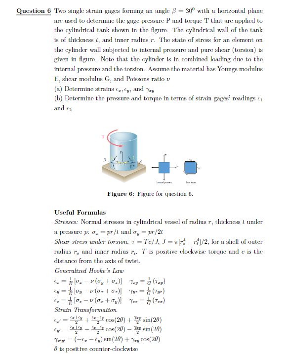 Question 6 Two single strain gages forming an