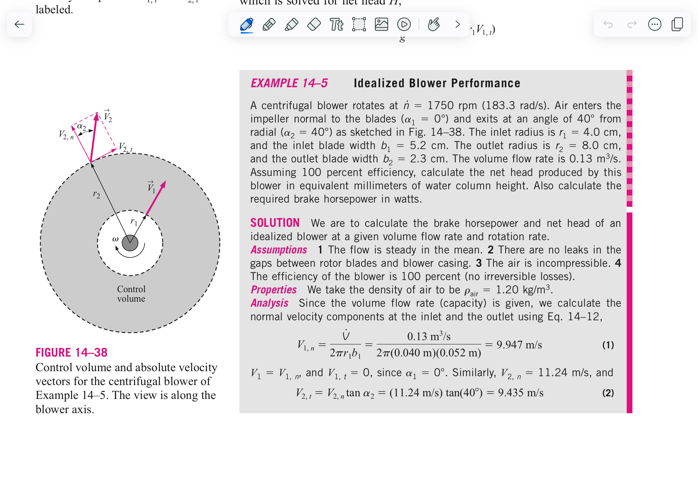 FIGURE 1 4 - 3 8 Control volume and absolute