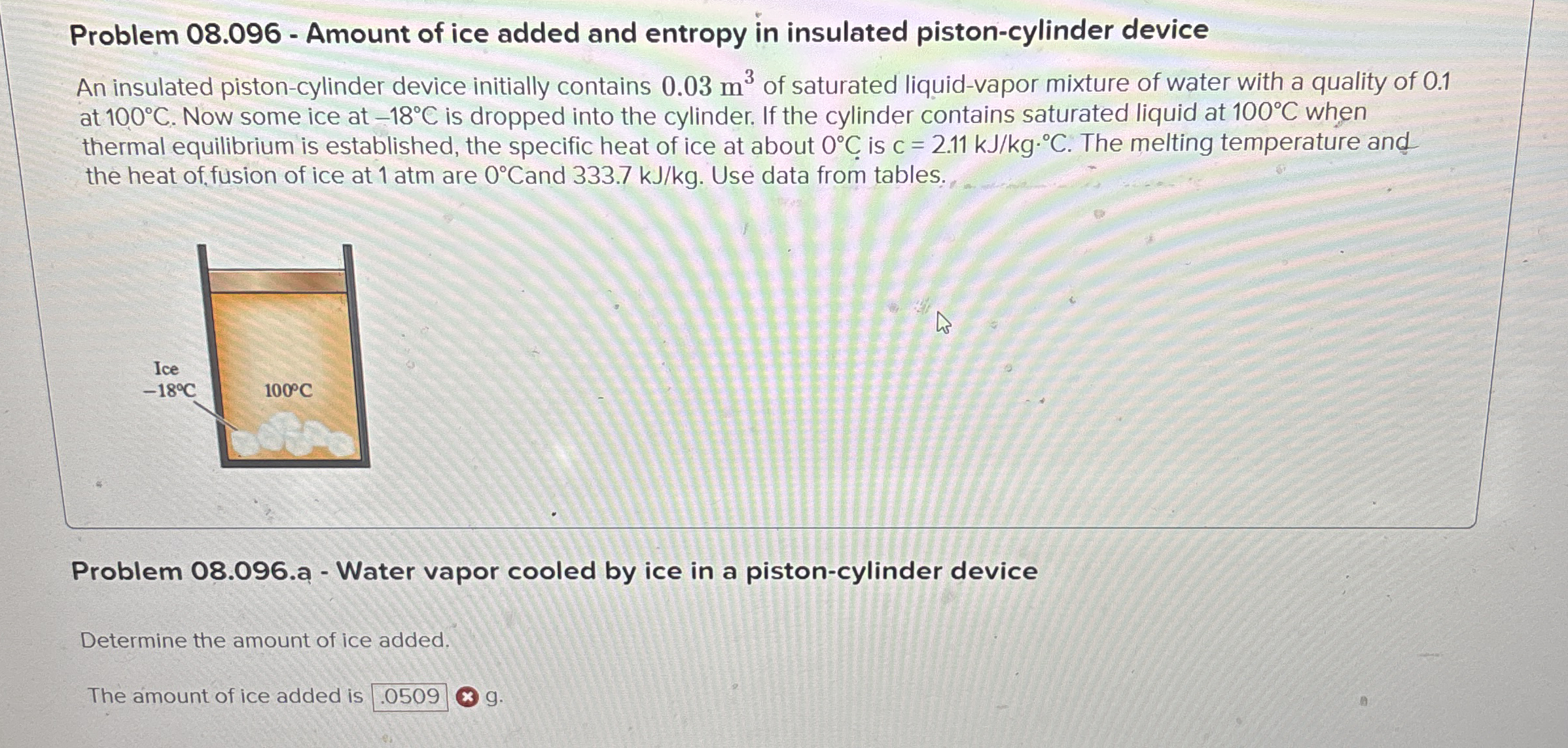 Problem 0 8 . 0 9 6 - Amount of ice added and