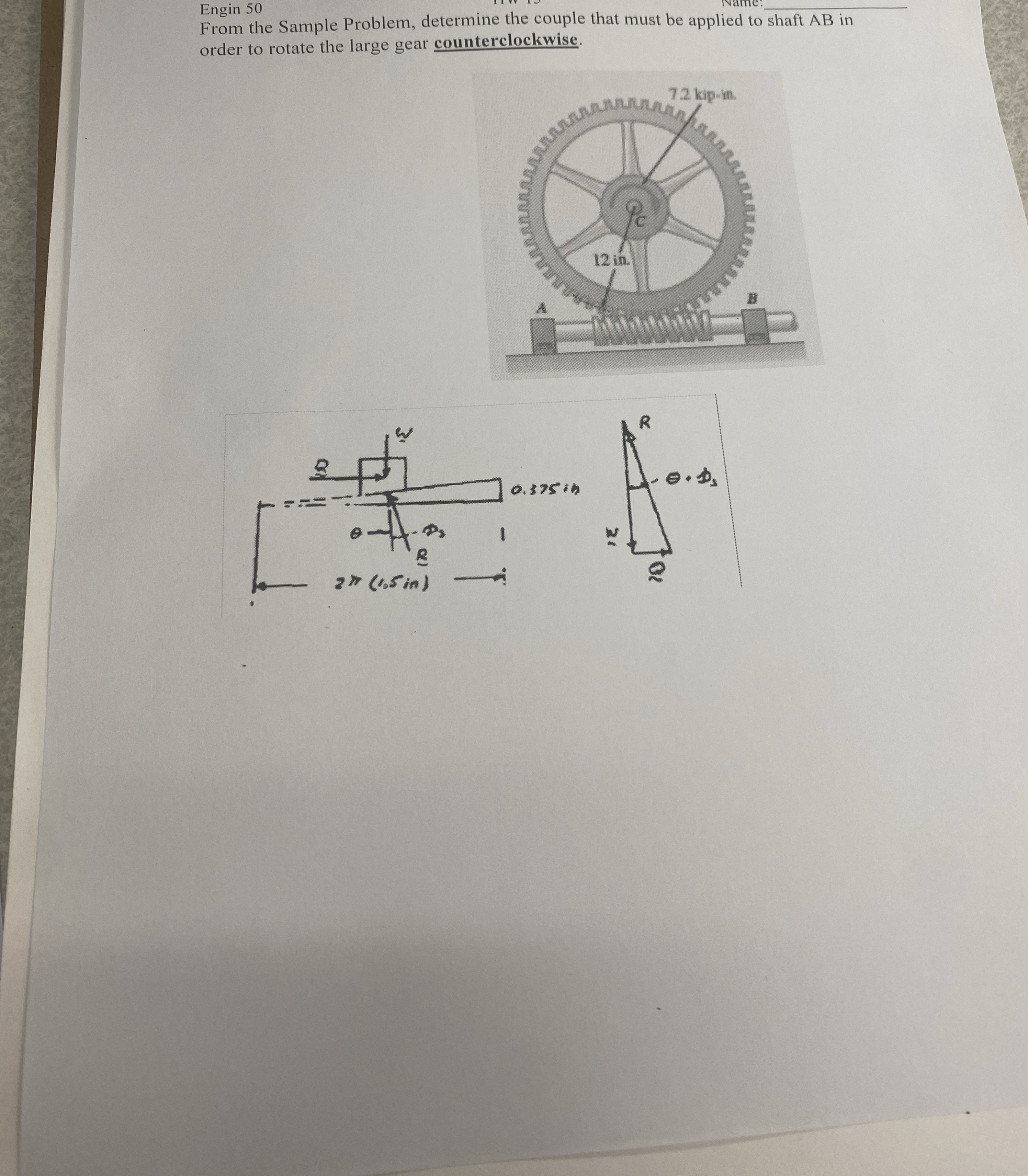 Engin 5 0 Name: q , From the Sample Problem,