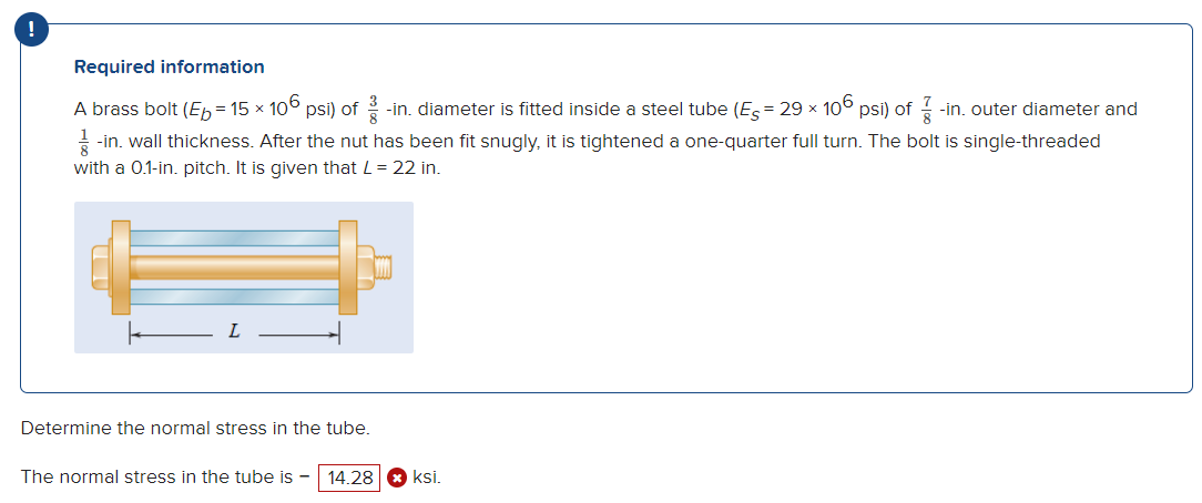 ! Required information A brass bolt ( E b = 1 5 1