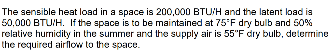 The sensible heat load in a space is 2 0 0 , 0 0