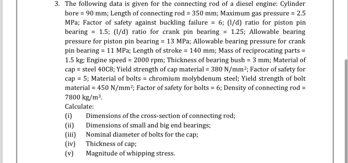 The following data is given for the connecting