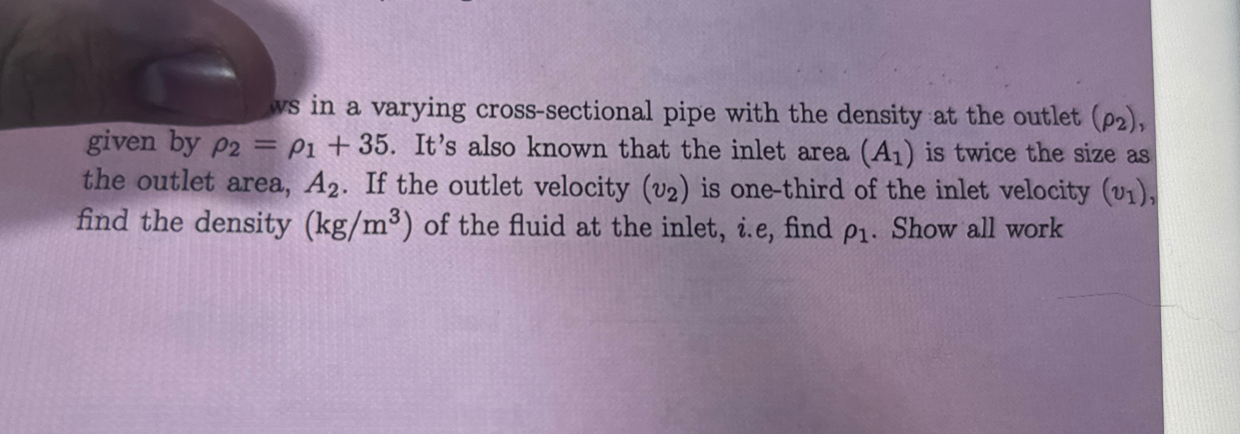us in a varying cross - sectional pipe with the