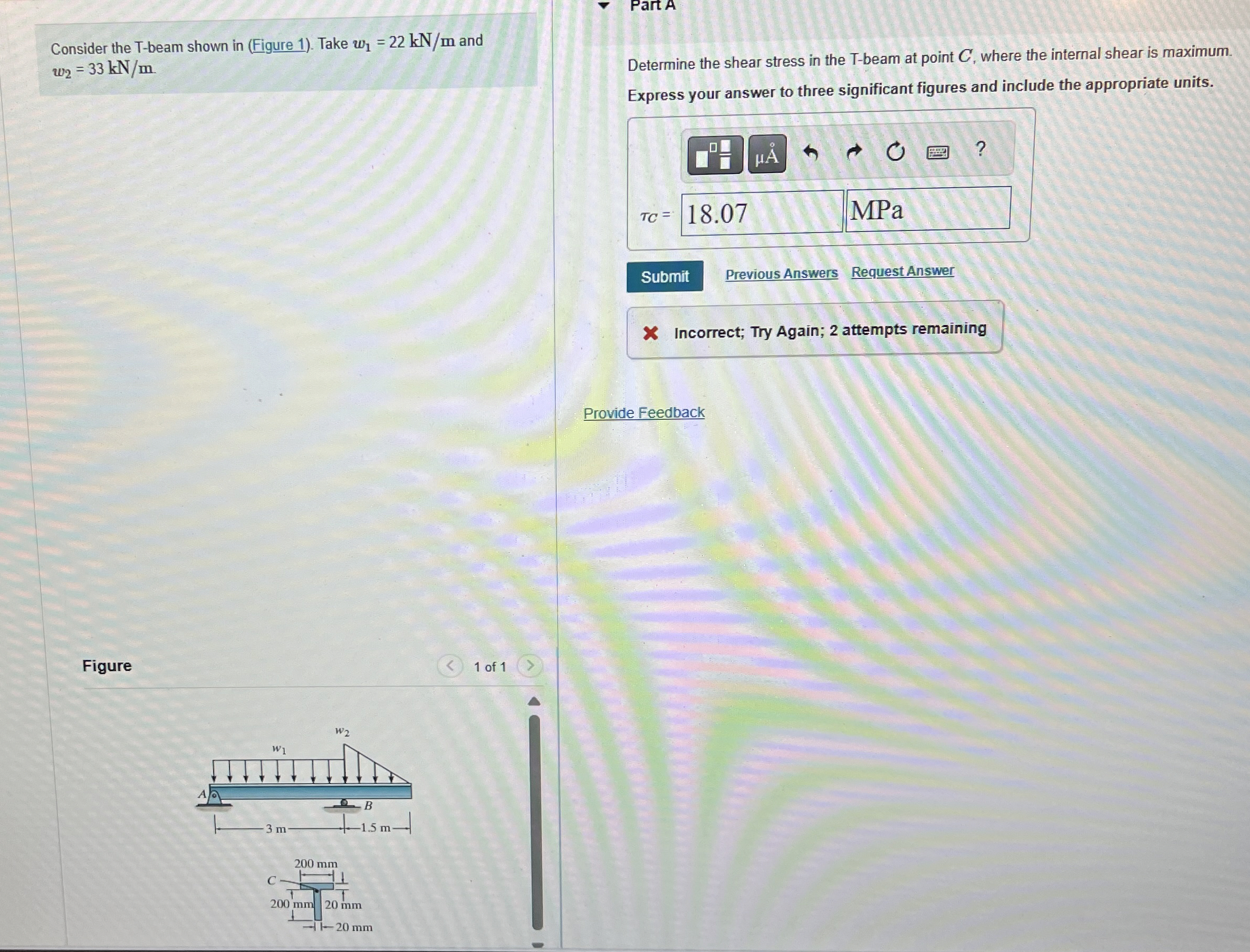 Consider the T - beam shown in ( Figure 1 ) .