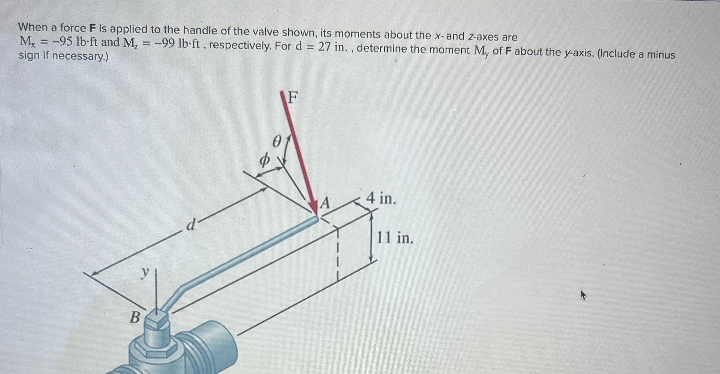 When a force F is applied to the handle of the
