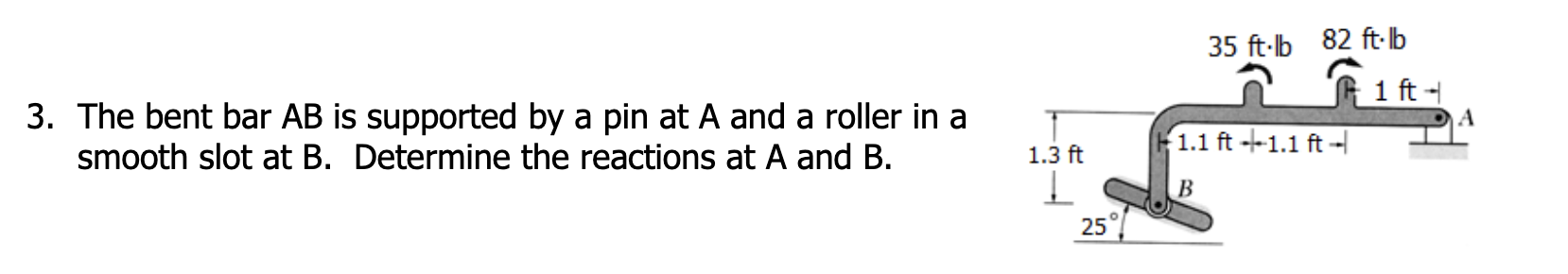 3 . The bent bar \ ( A B \ ) is supported by a
