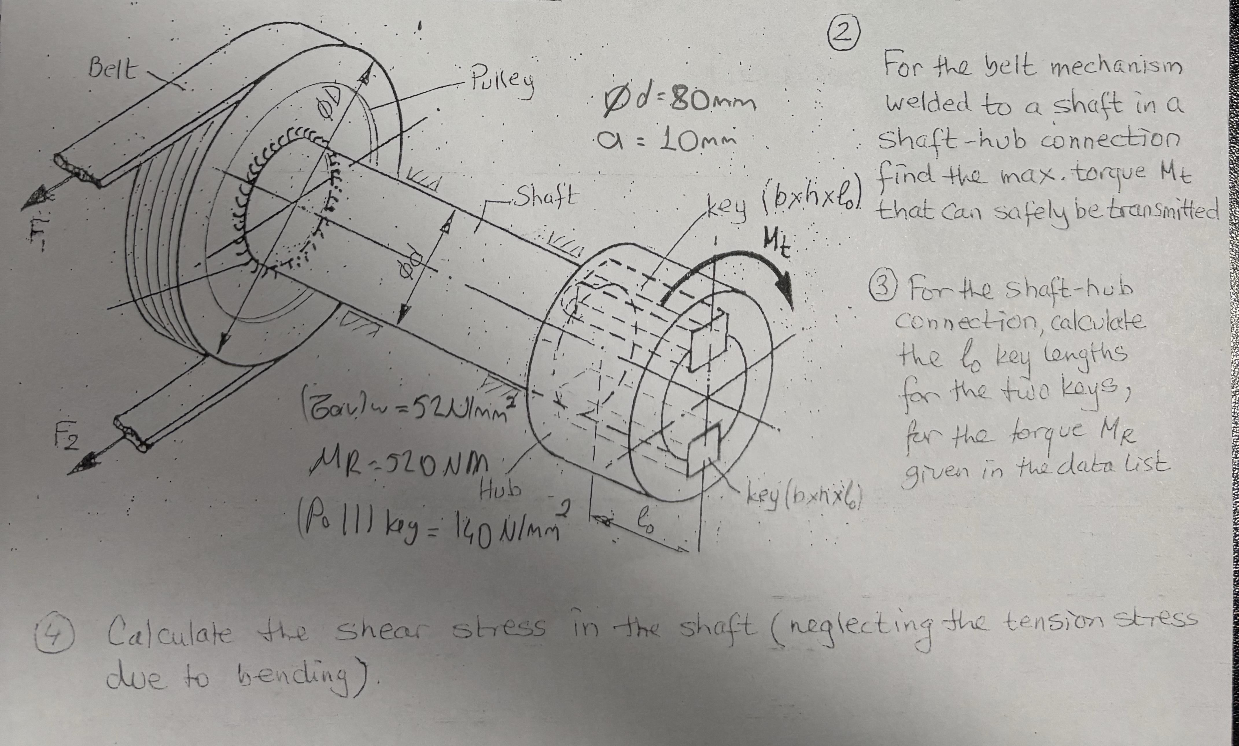( 2 ) For the belt mechanism welded to a shaft in