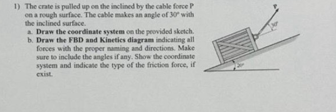 The crate is pulled up on the inclined by the