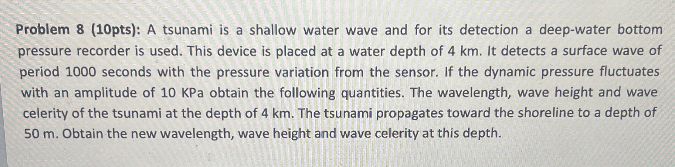 A tsunami is a shallow water wave and for its