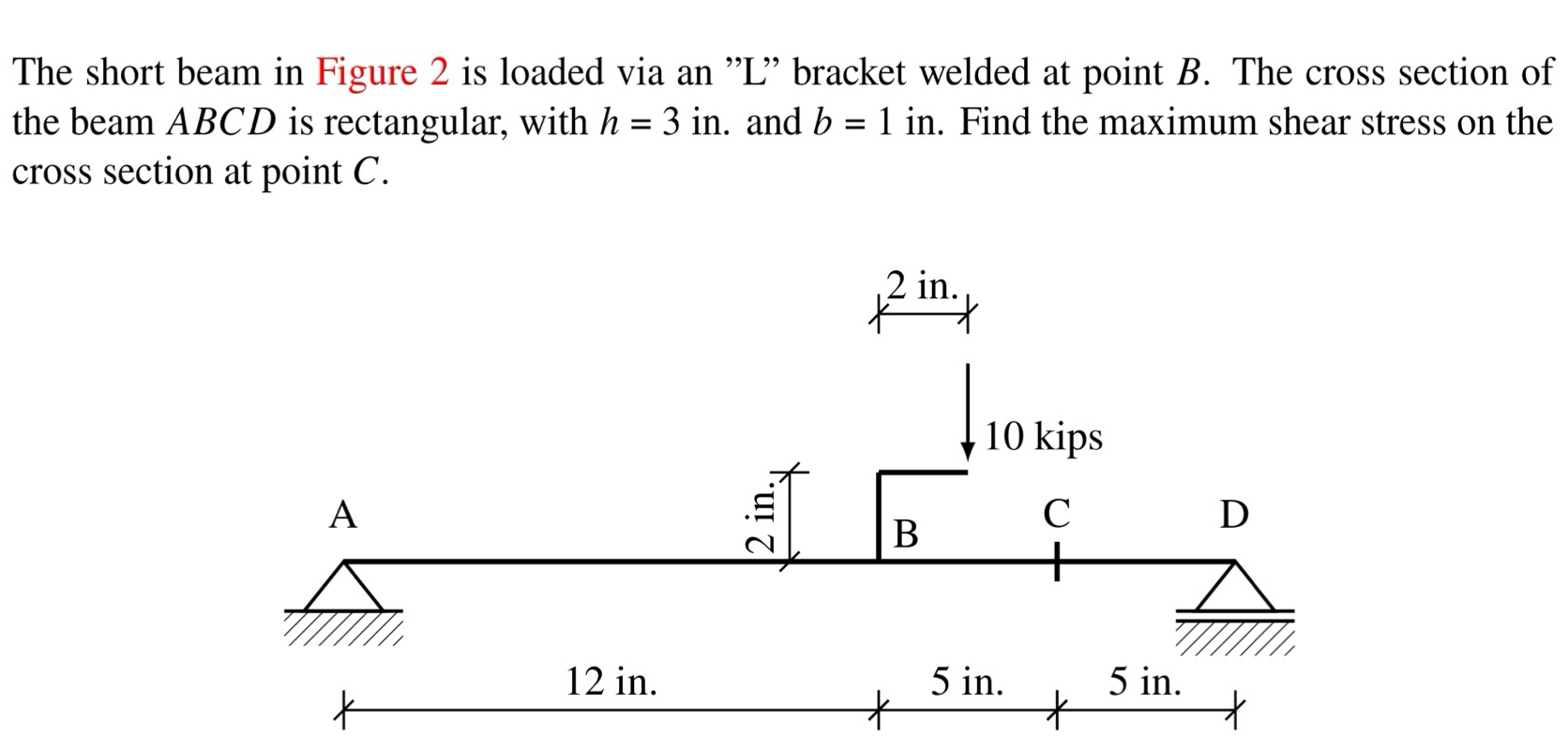 The short beam in Figure 2 is loaded via an " L "