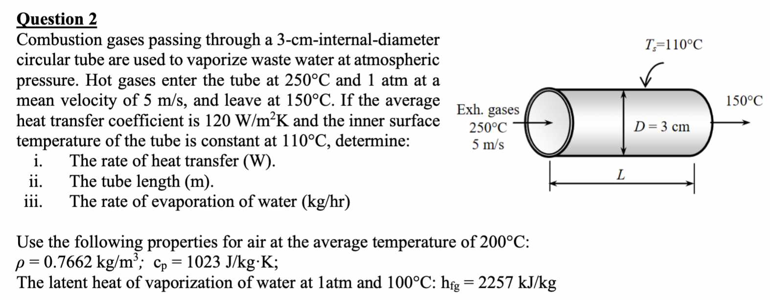 Question 2 Combustion gases passing through a 3 -