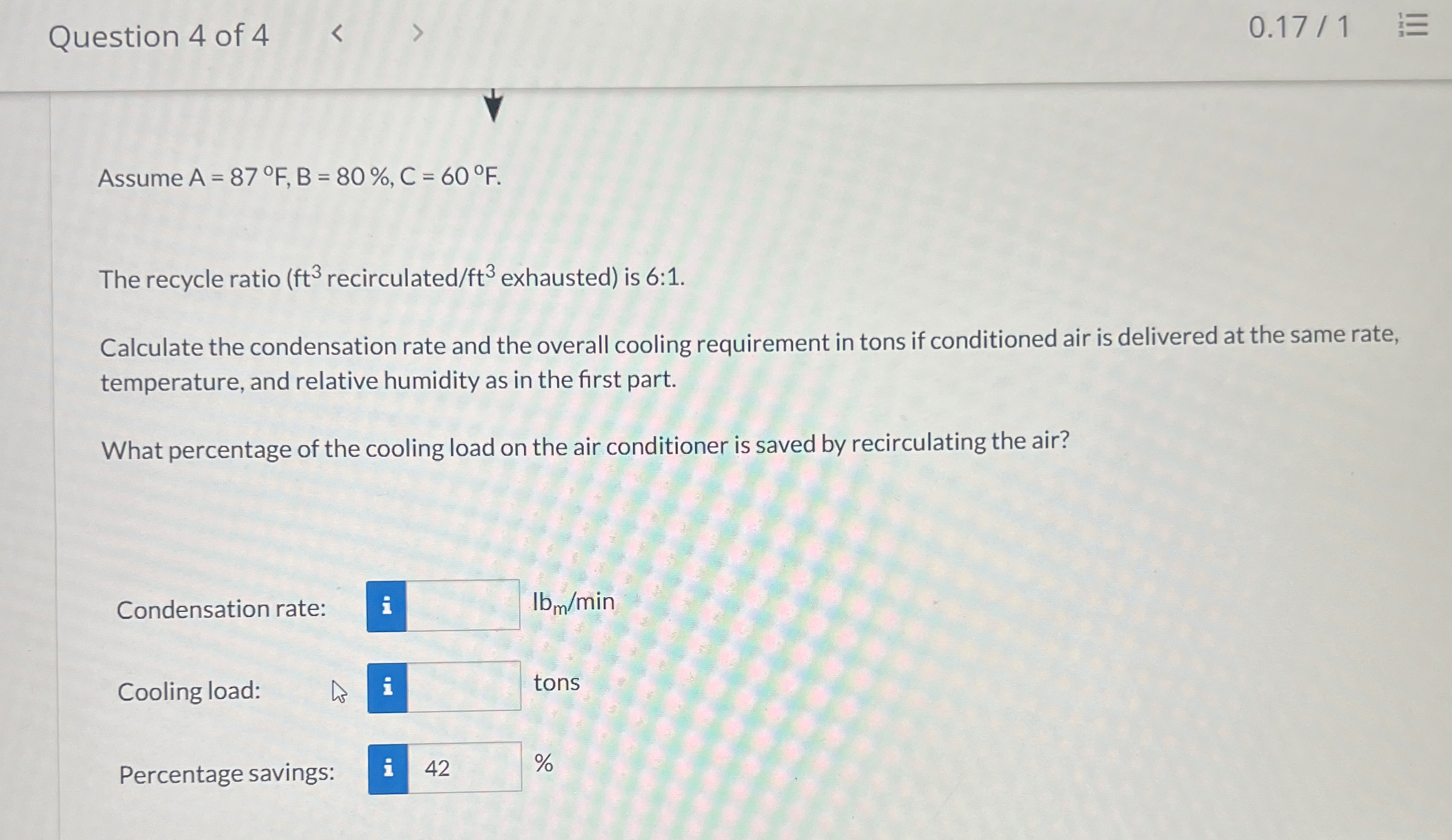 Question 4 of 4 0 . 1 7 1 Assume A = 8 7 F , B =