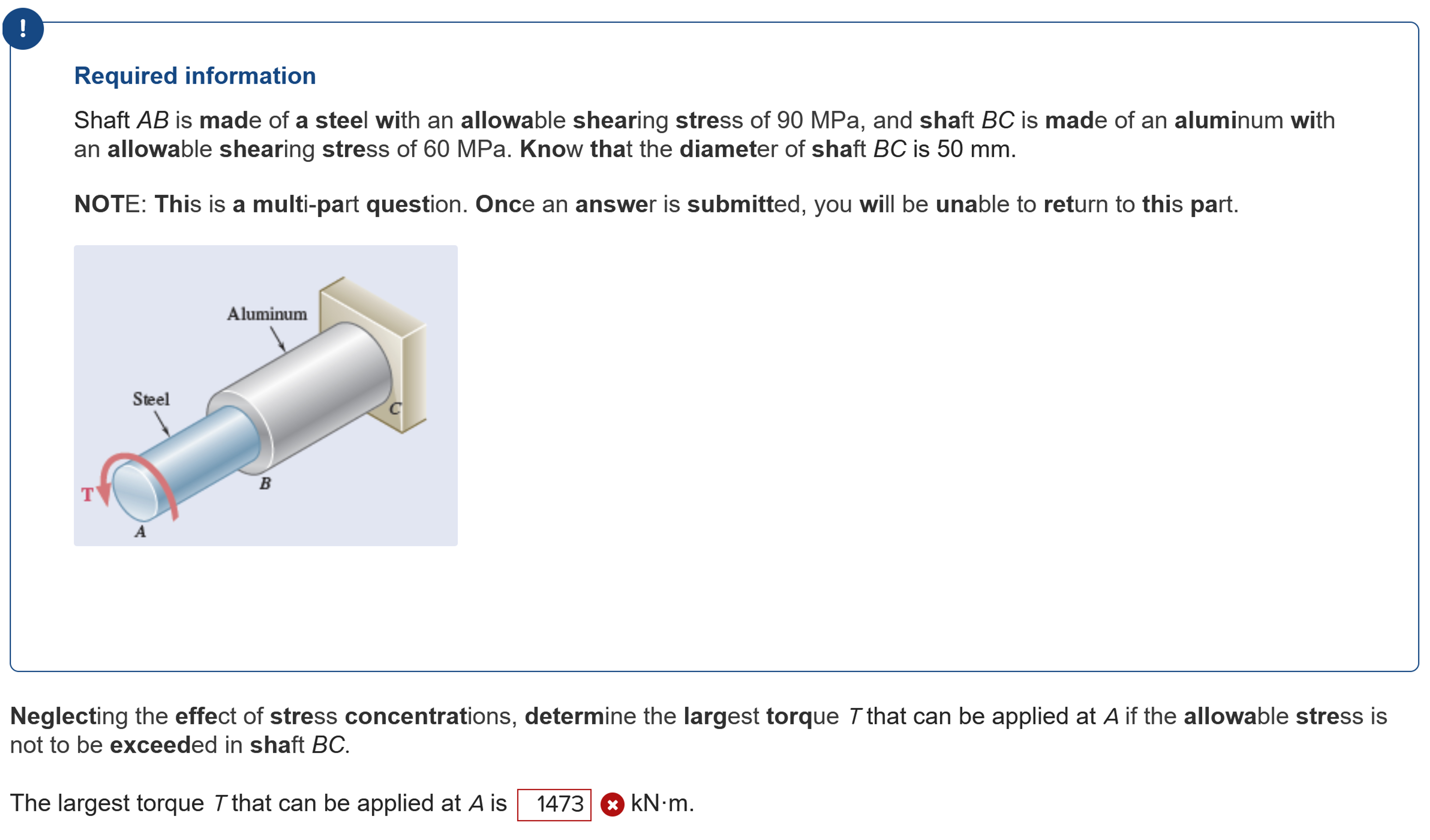 Required information Shaft A B is made of a steel
