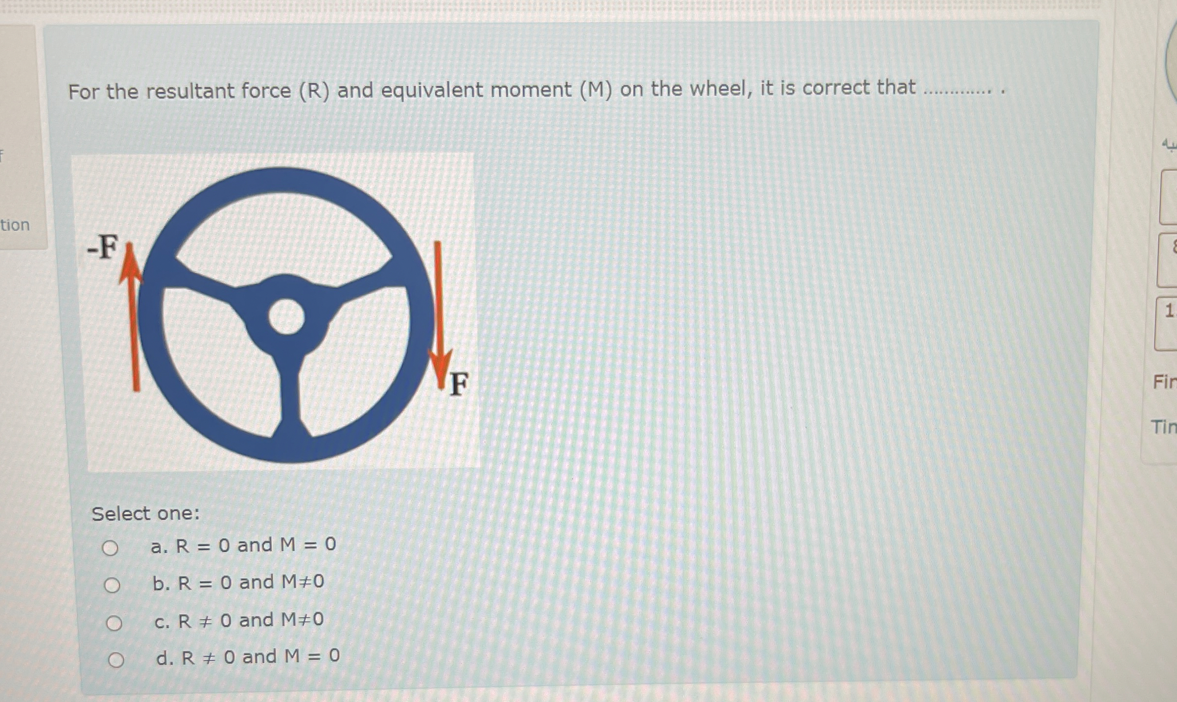 For the resultant force ( R ) and equivalent