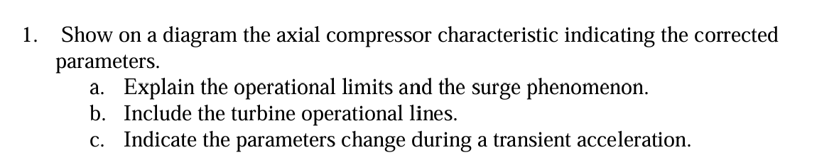 1 . Show on a diagram the axial compressor