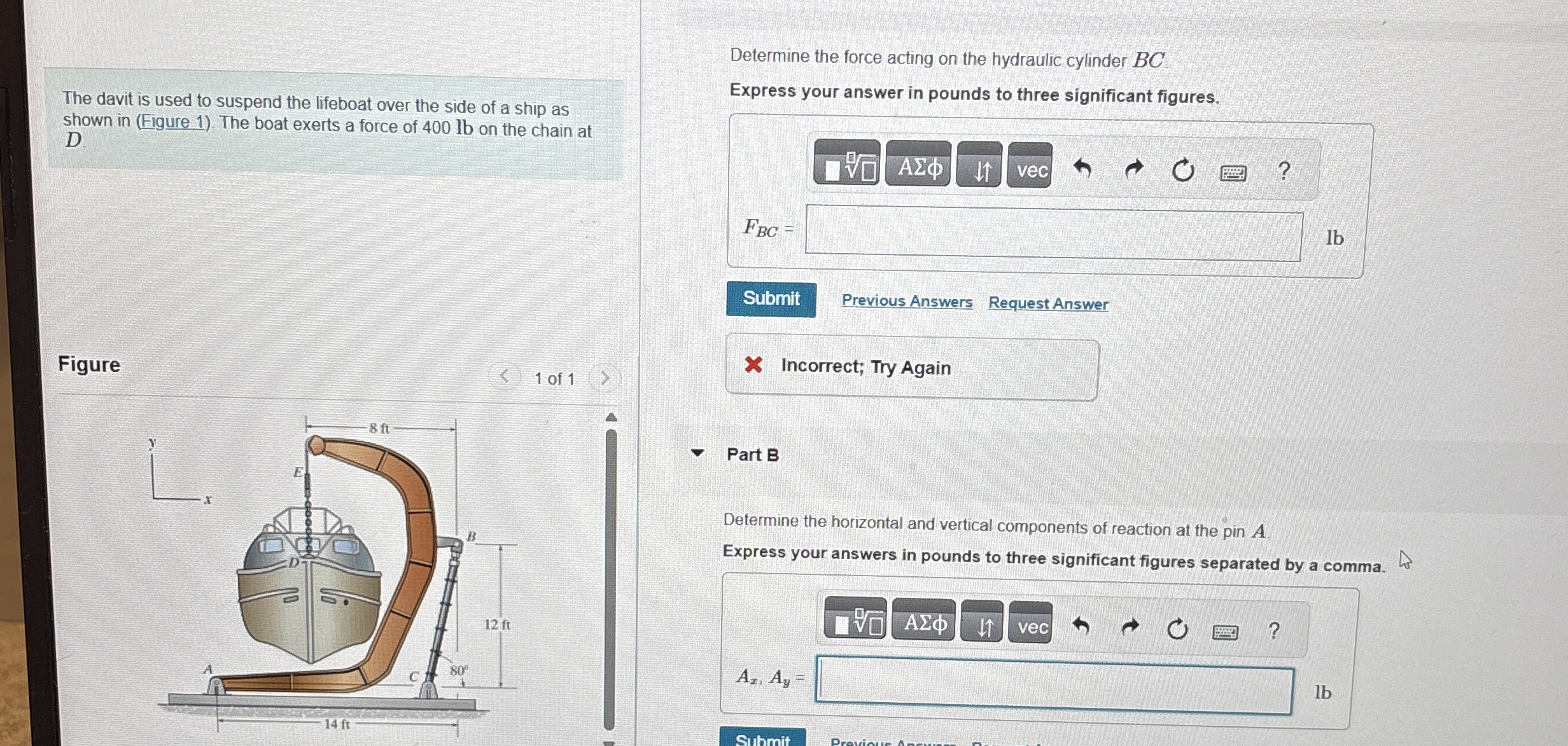 The davit is used to suspend the lifeboat over