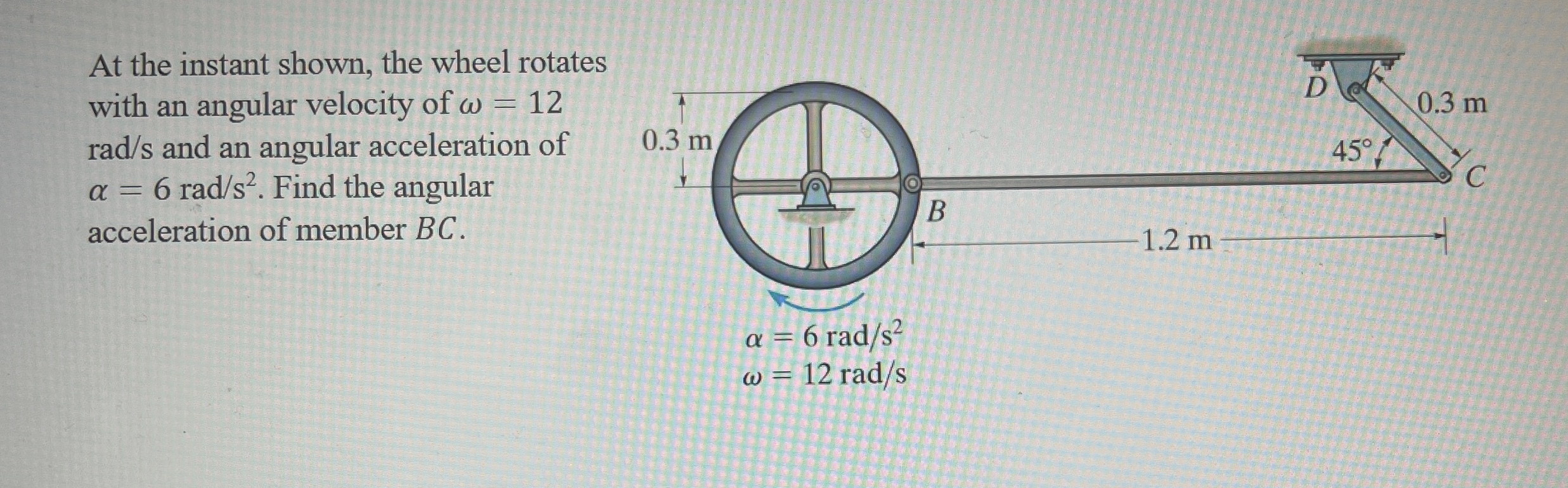 At the instant shown, the wheel rotates with an