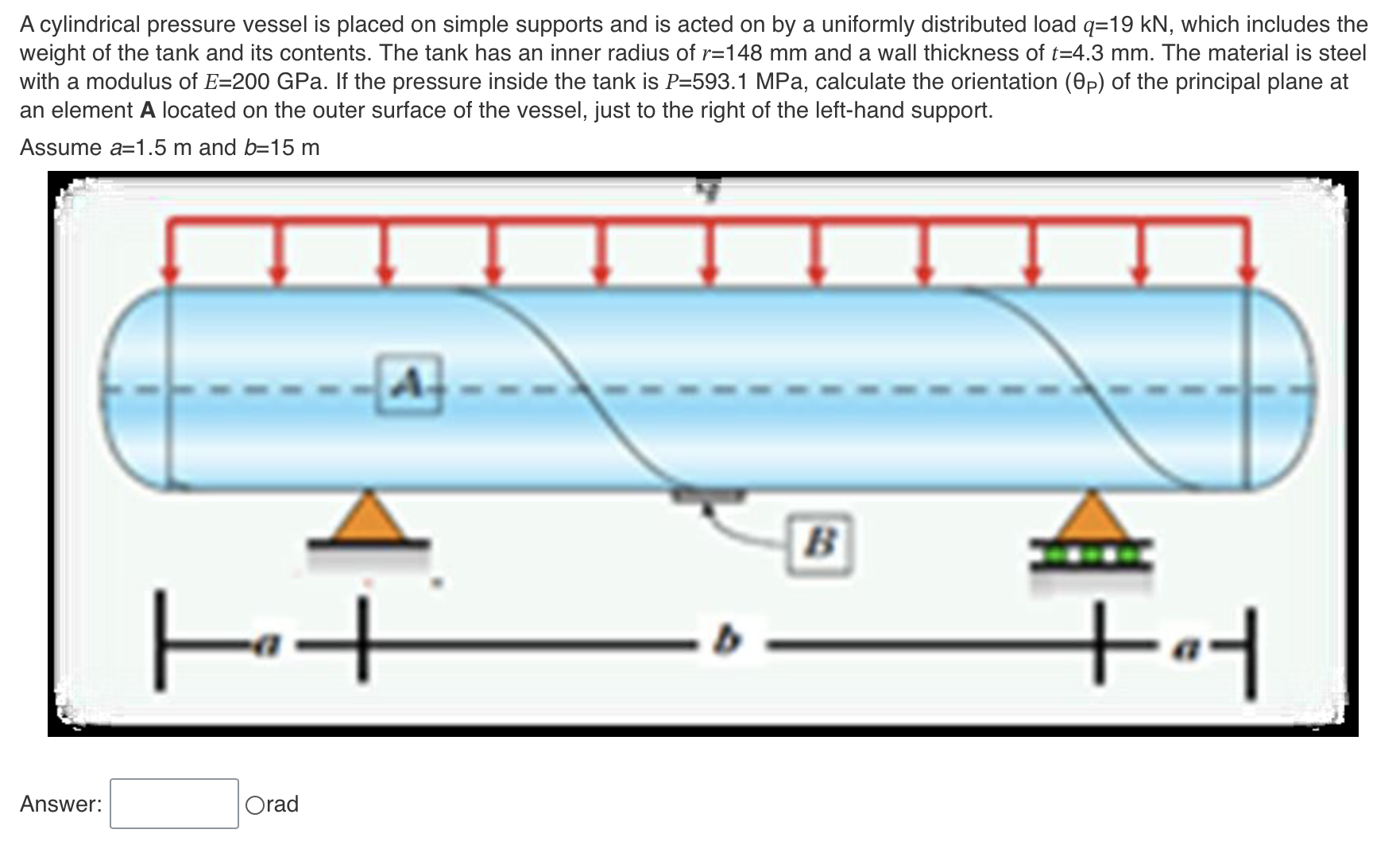 A cylindrical pressure vessel is placed on simple