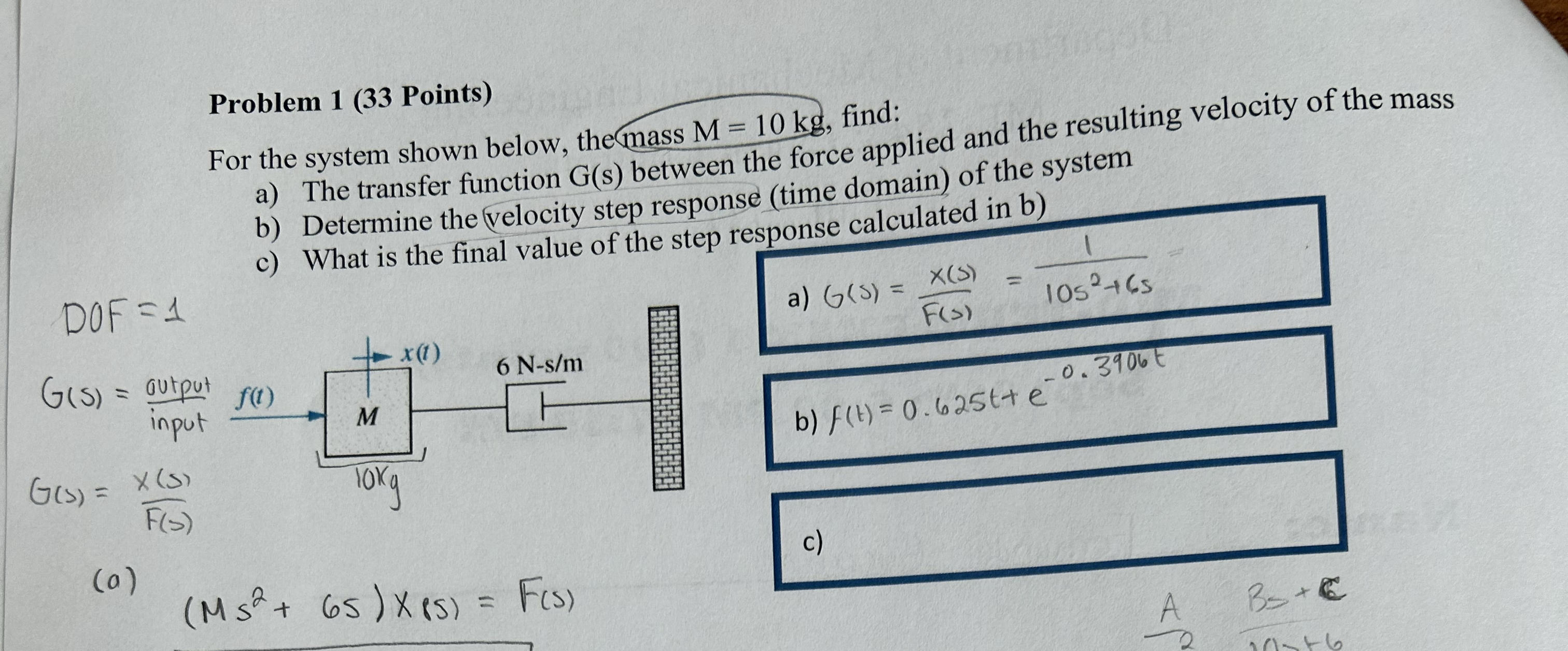 Problem 1 ( 3 3 Points ) For the system shown