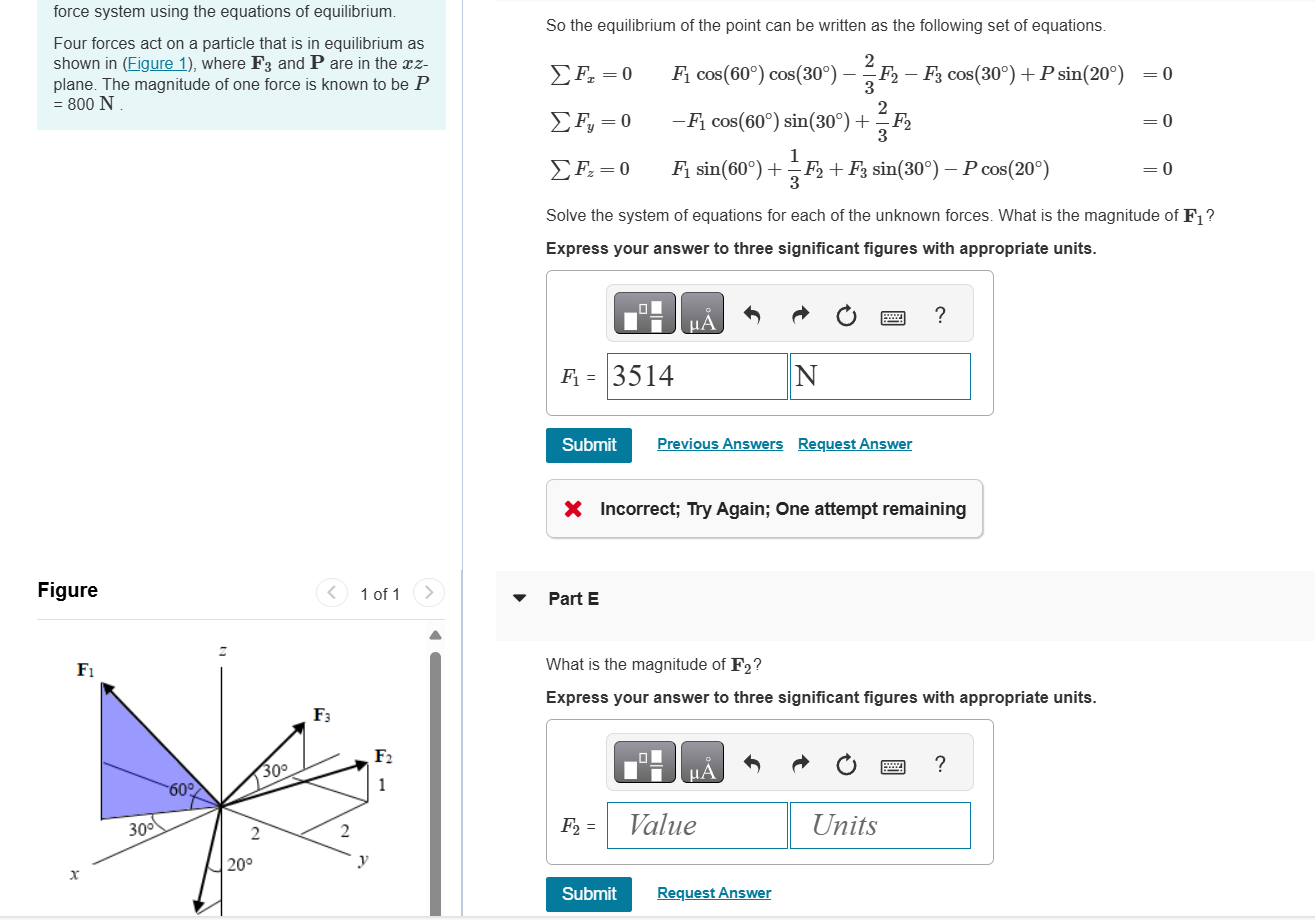 force system using the equations of equilibrium.