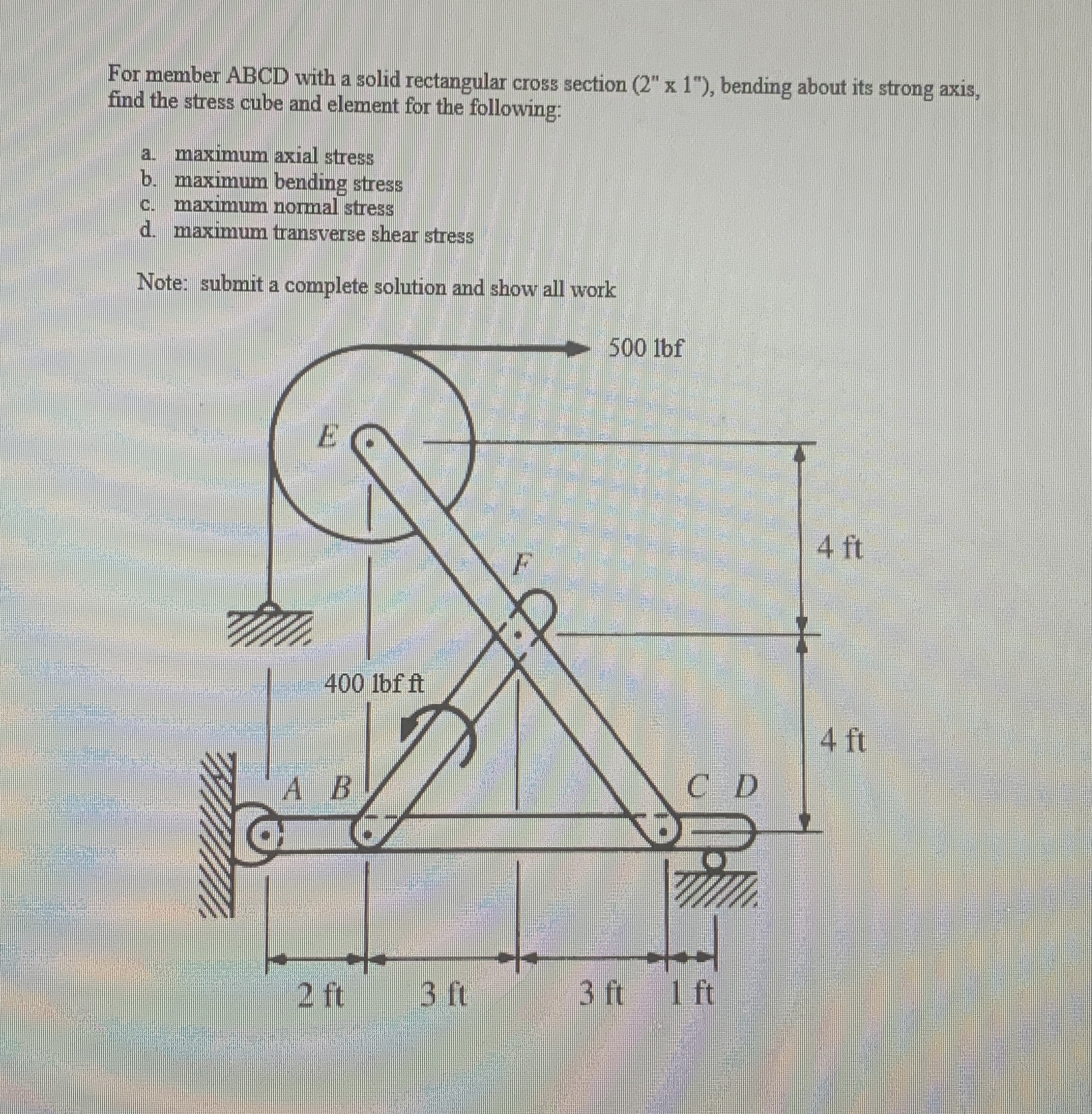 Please show all work for member ABCD with a solid
