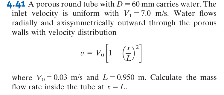 4 . 4 1 A porous round tube with D = 6 0 m m