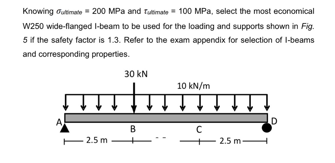 Knowing u l t i m a t e = 2 0 0 MPa and u l t i m