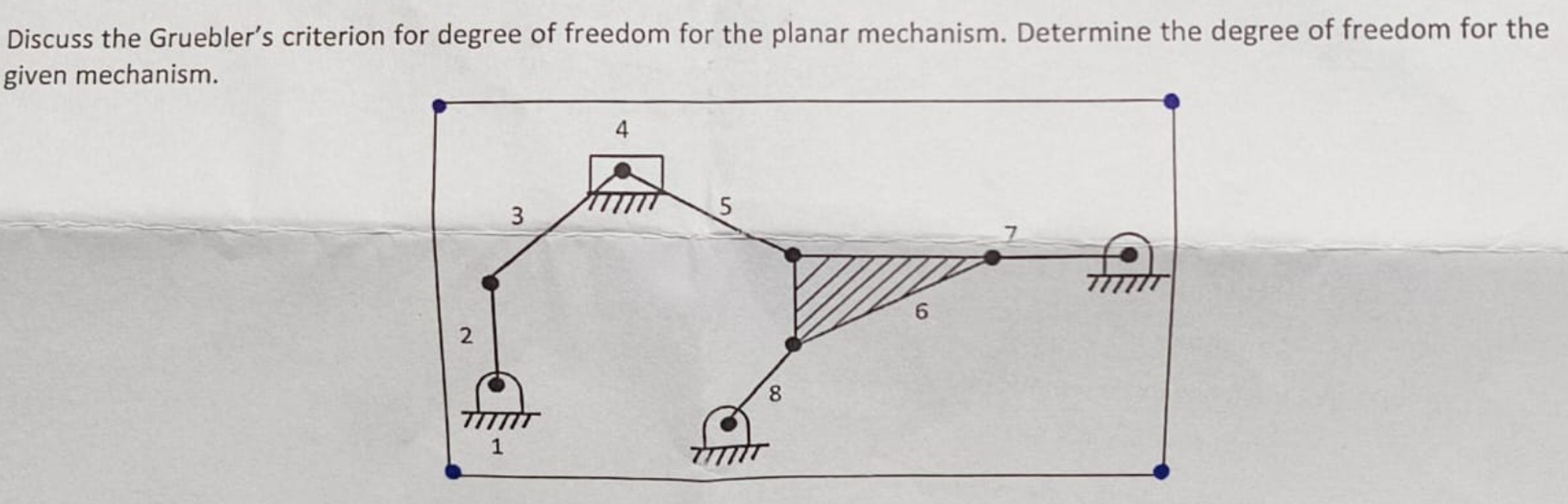 Discuss the Gruebler's criterion for degree of