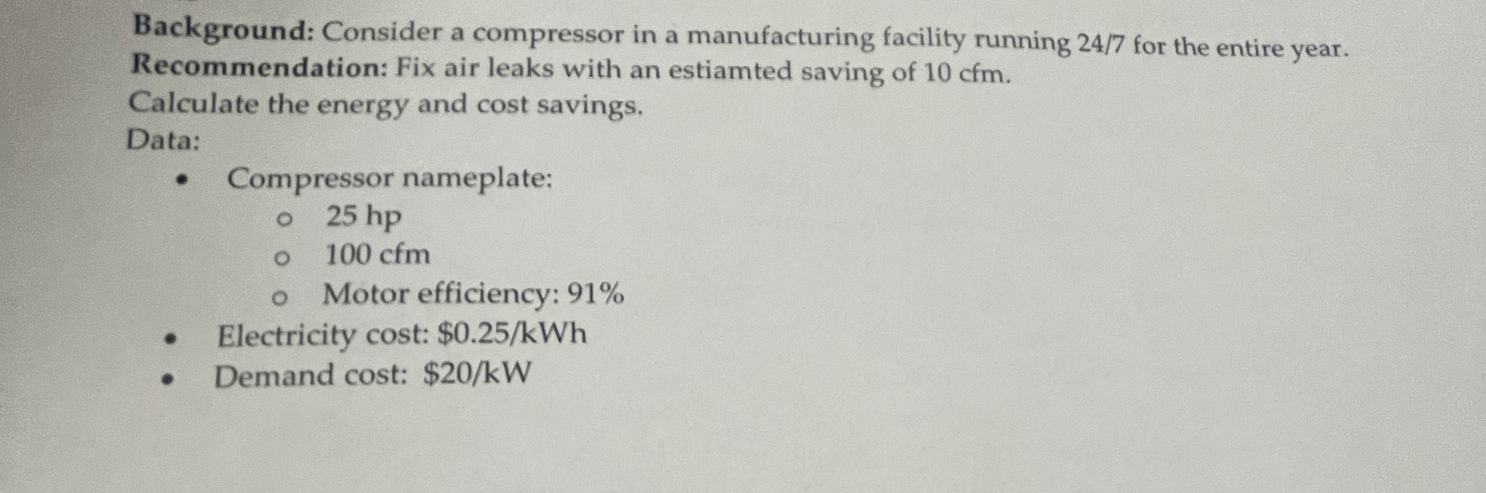 Background: Consider a compressor in a