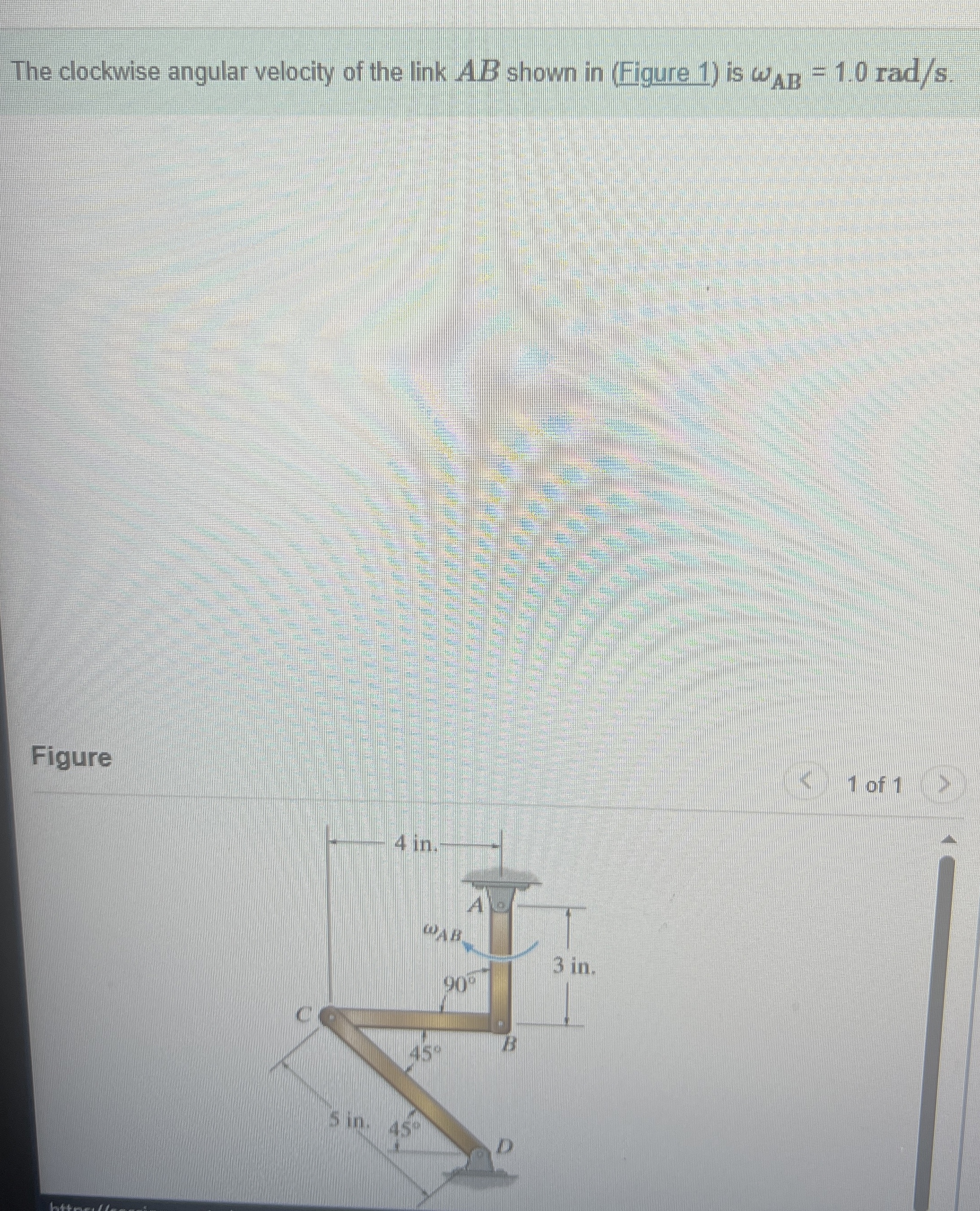 The clockwise angular velocity of the link A B