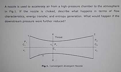A nozzle is used to accelerate air from a high -